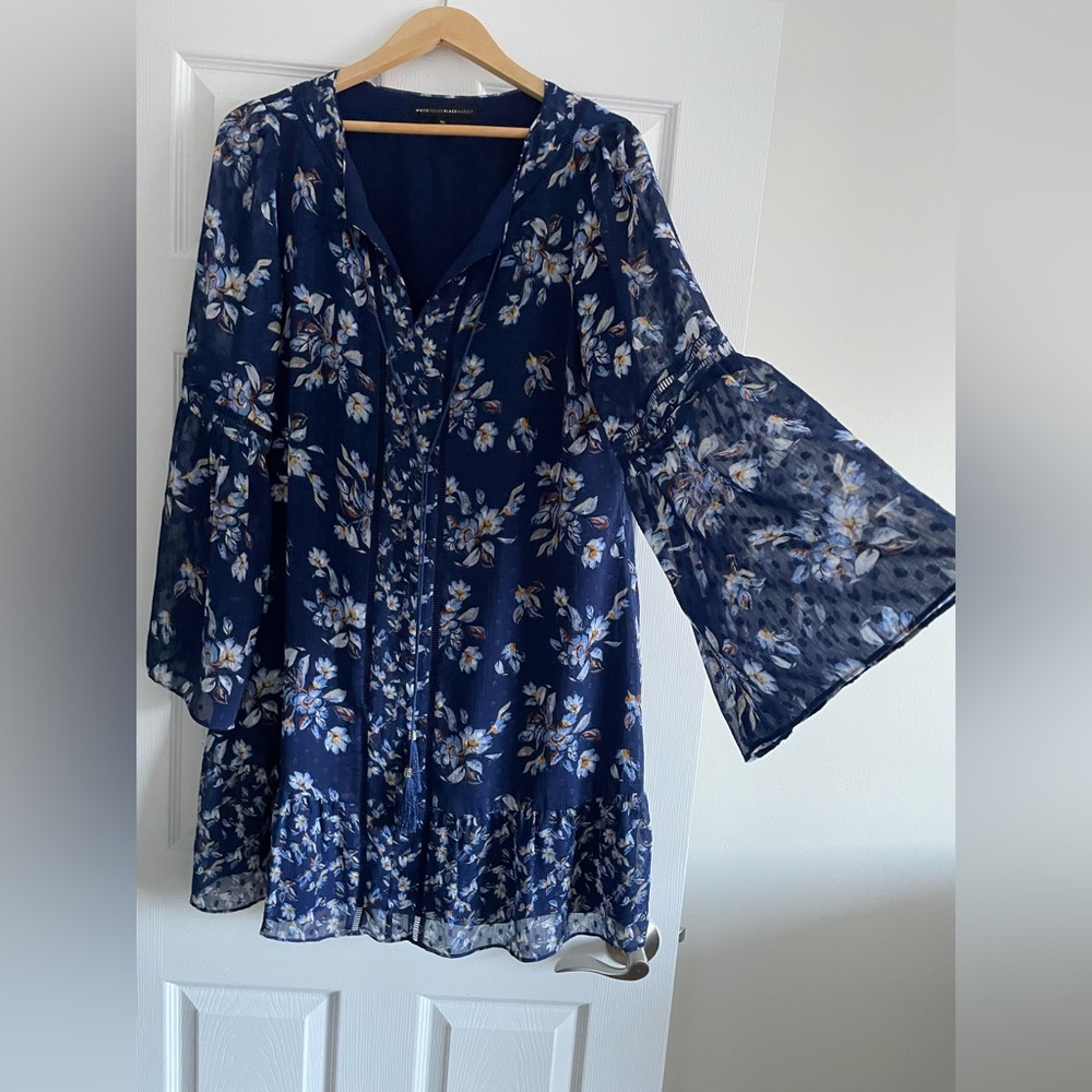 White House Black Market Lace Inset Floral Dress